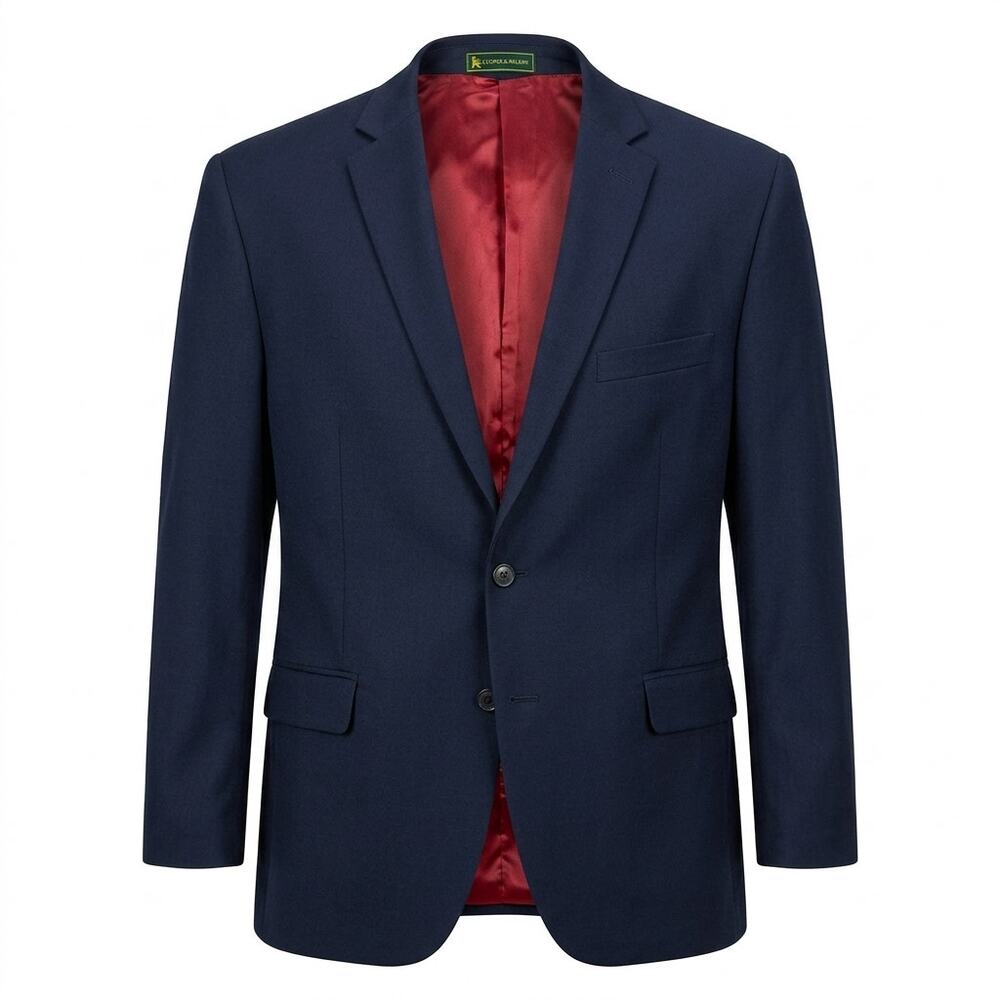 Cooper & Nelson Navy Lined Two Button Blazer Jacket Men See Measurements